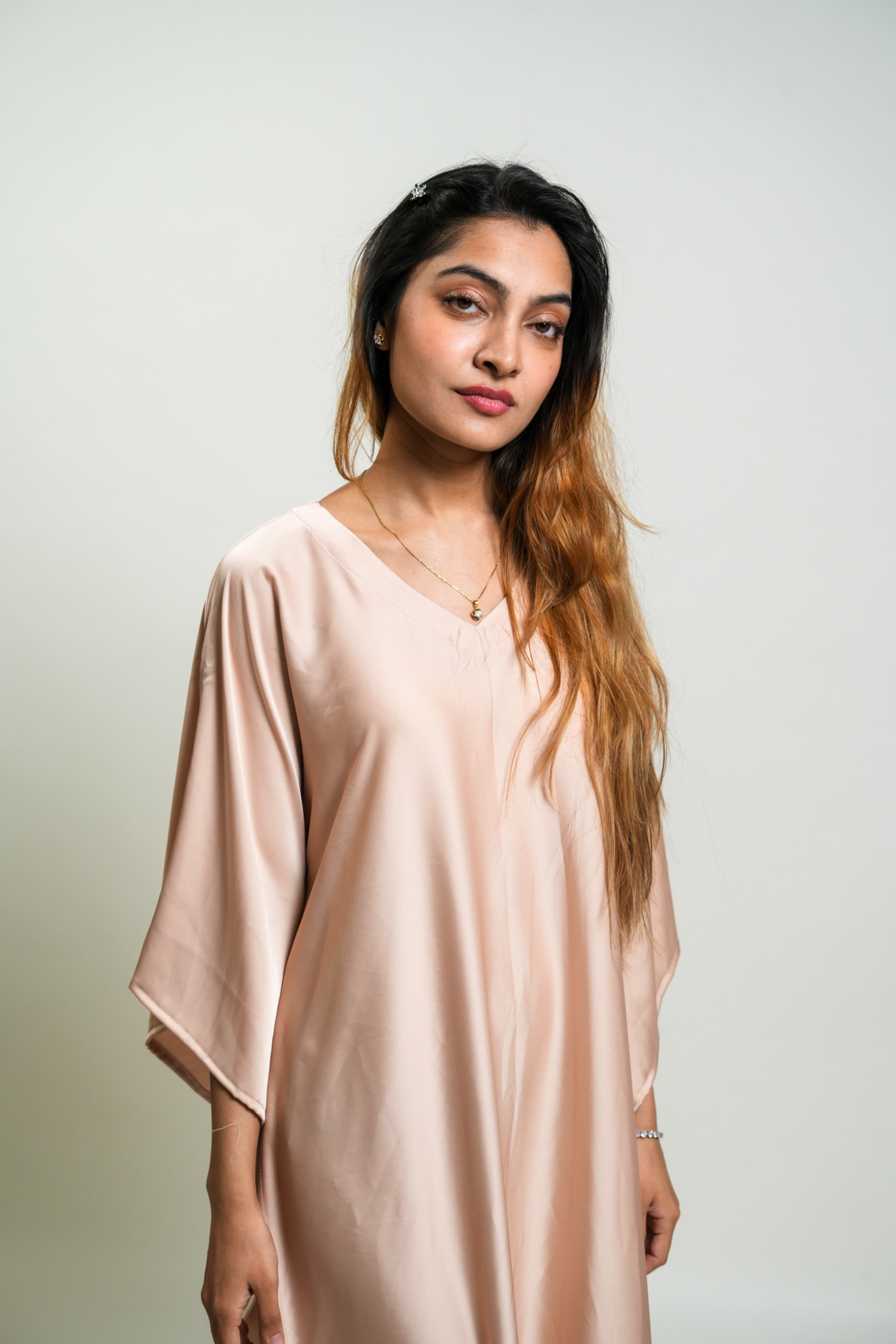 Champagne Premium Solid Silk Kaftan - Image 3