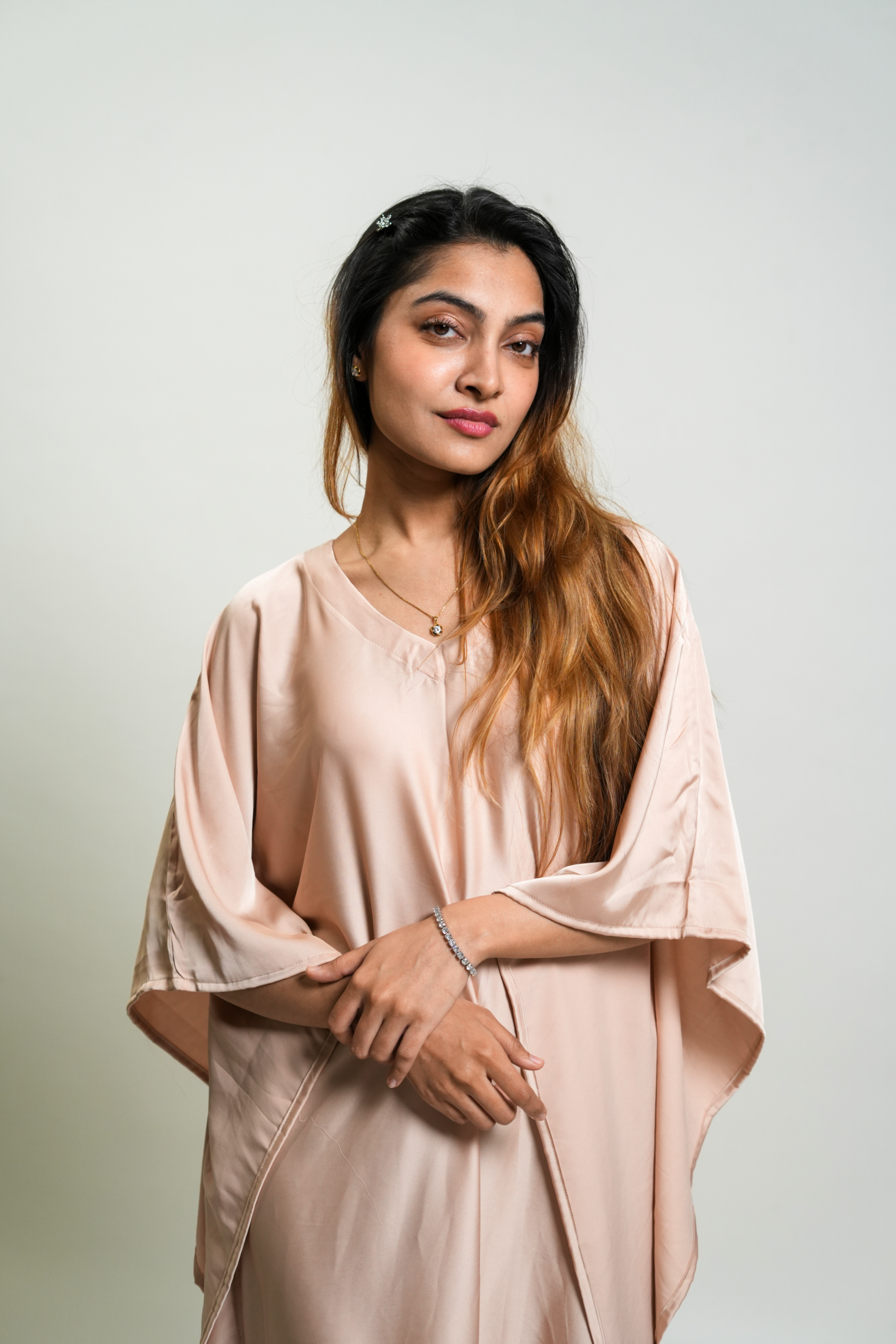 Champagne Premium Solid Silk Kaftan - Image 2