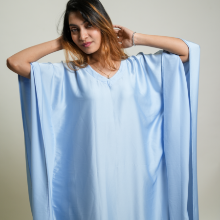 Day Sky Blue Premium Solid Silk Kaftan