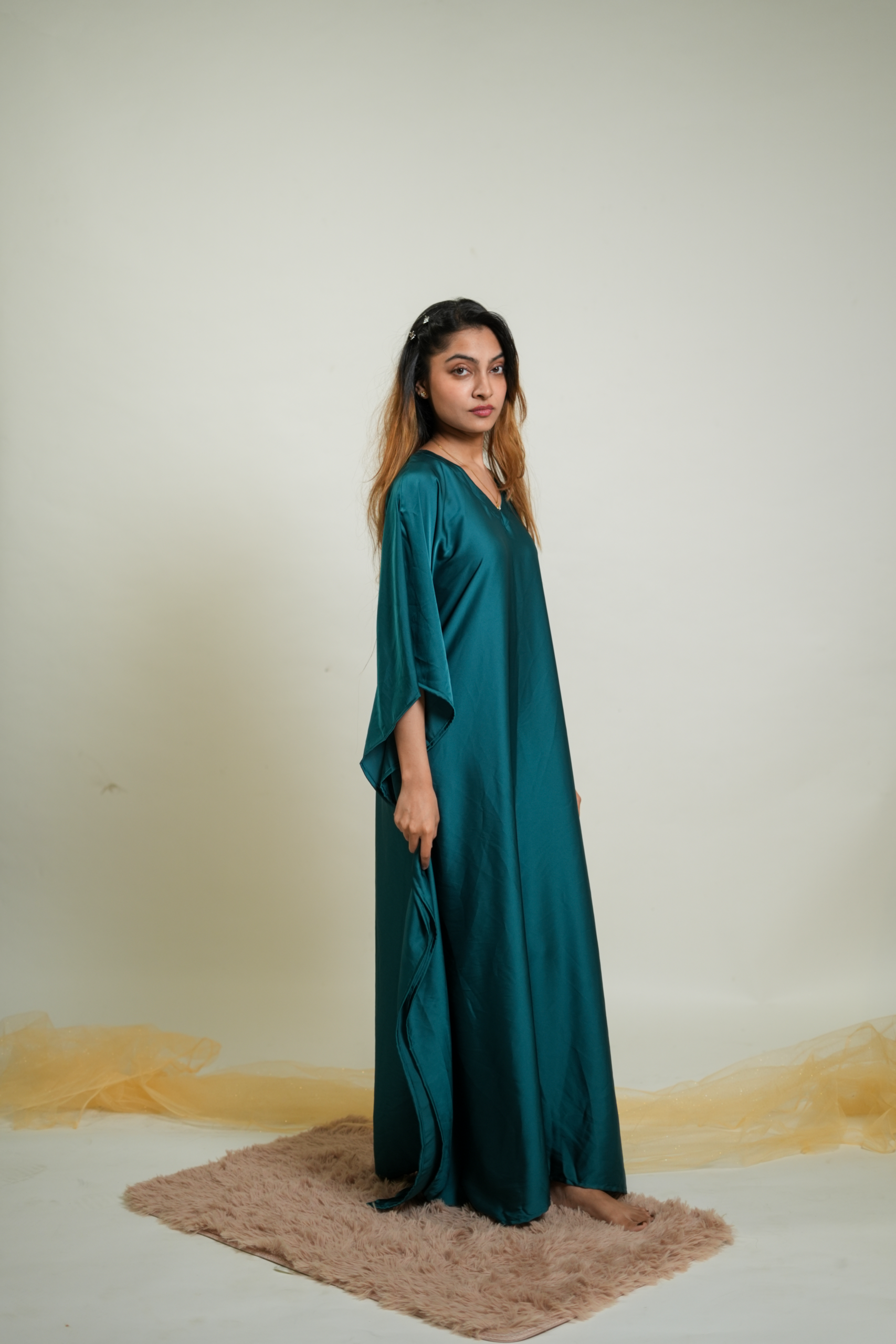 Emerald Green Premium Solid Silk Kaftan - Image 4