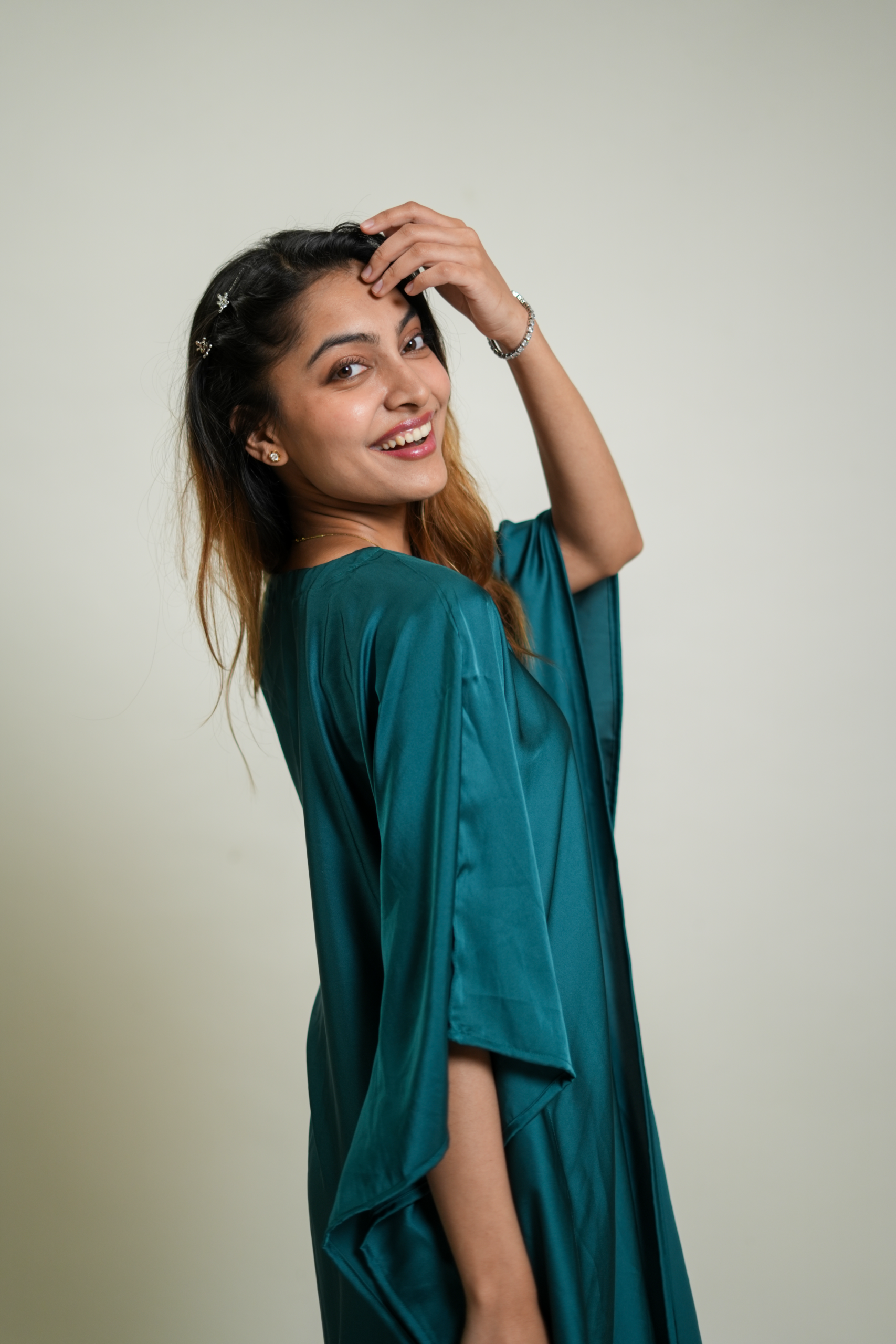 Emerald Green Premium Solid Silk Kaftan - Image 3